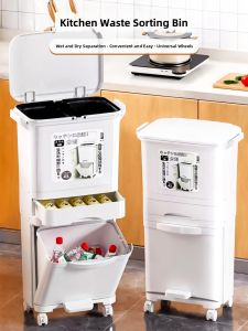 No Bend Kitchen Trash Bin Mobile High-Grade Home Use