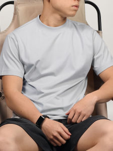 Cooling Pure Color Short Sleeve Mens Cleanfit Sportswear American Summer Casual Heavyweight Antibacterial Breathable round Neck T-shirt
