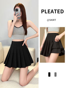 Váy Xếp Ly Nữ Cạp Cao Mùa Hè Màu Xám Đen Ôm Sát Cỡ Nhỏ Váy Ngắn Chữ a Váy Nửa Thân Phong Cách Hàn Quốc