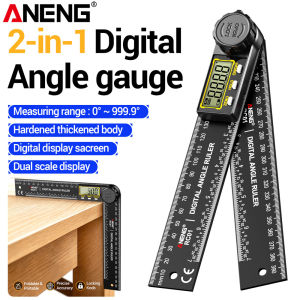 ANENG | ANENG 2 in 1 Digital Angle Protractor Large LCD Screen Display 200mm Dual Scale Data Hold Woodworking DIY Tool Detector RC01
