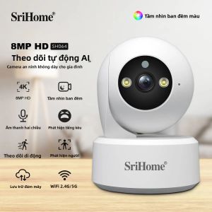Camera IP WIFI Srihome 8MP Mini PTZ Trong Nhà Camera An Ninh CCTV Với Tầm Nhìn Ban Đêm HD Chức Năng Giám Sát Trẻ Em Wifi 2.4G&5G Màu Trắng