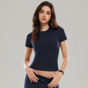 COSLEAF | Elastic Waist Toning Slim Fit Cotton T-Shirt