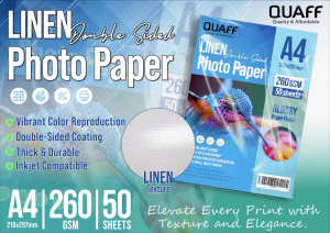 PrinTEE - QUAFF A4 260GSM Double Sided Linen Inkjet Photo Paper (50 Sheets)