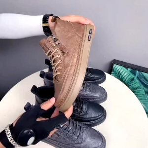 MT Fashion Shoes Autumn Mens Shoes High-Top Shoes for Mens Breathable Non-slip Chefs Shoes Versatile Mortin Boots Work Board Shoes Black Shoes