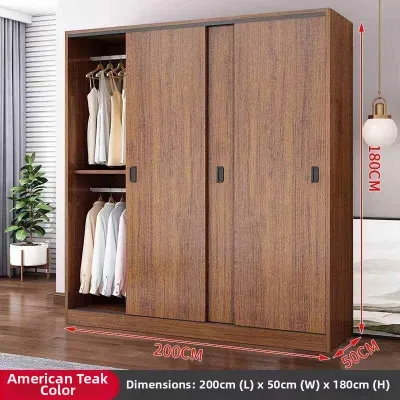 Keluojing | Easy Assemble Sliding Door Solid Wood Storage Wardrobe for Small Rooms and Children