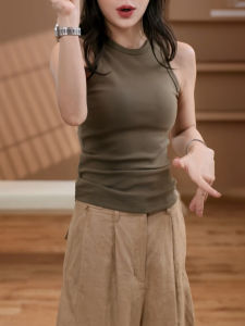 Shalldoer | Áo ba lỗ không tay màu trơn phong cách Hàn Quốc dành cho nữ mùa hè 2025 Áo sơ mi cổ chữ V dáng ôm vừa vặn thời trang cao cấp