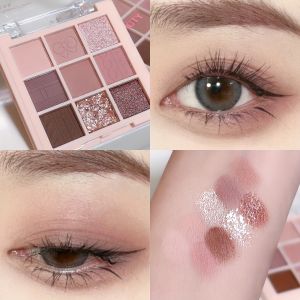 9-Color Eyeshadow Palette in Milk Tea Earth Tones-Matte & Shimmer Shades Smoky Soft Look No-Fly Powder Perfect for Daily Wear
