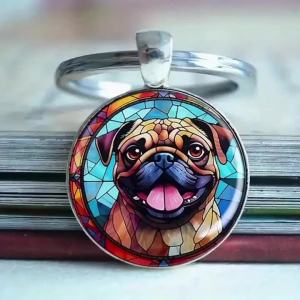 Dog Pattern Zinc Alloy Keychain Cute Mini Lightweight Anti Wear Pendant Fashion Decoration Accessory for Car Key Bag Backpack