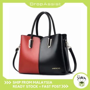 DROPASSIST 2052 READY STOCK Color Block Handbag Large Capacity Elegant Handbag Middle-Aged Mother Bag