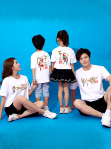 Áo Thun Cotton Rộng Rãi Cho Gia Đình Mùa Hè 2025 Áo Thun Mẹ Con Chụp Ảnh Phong Cách Dân Tộc Cao Cấp Cho Ba Mẹ Con