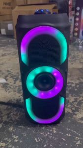 4×2 inch portable wireless bluetooth karaoke high quality subwoofer RGB light party speaker with wired microphone