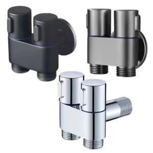 Stainless Steel Double Outlet Angle Valve Large Flow Shower Valve Control Valve Suitable for Bathrooms and Washing Machines