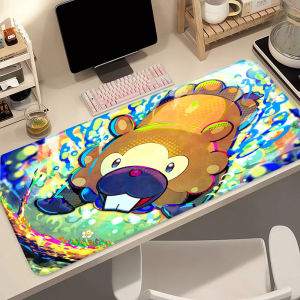 Bandai | P-Pokemon Bidoof Kawaii Anime Gaming Mouse Pad Large Speed Desk Mat Gamer Keyboard Mousepad Home Office Desk Accessories