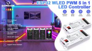 Bộ Điều Khiển DOMRAEM ESP32 WLED 5 Trong 1 Dải Đèn LED CCT RGB RGBWCCT Một Màu Tương Thích Với Alexa Google Home 20A Điều Chỉnh Độ Sáng Bằng PWM