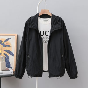 Womens UPF50+ Anti-UV Nylon Outerwear: Breathable Thin Section Long Sleeves with Zipper Hooded for Outdoor Cycling Fishing