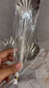 PROMO (Isi 50 Pcs) Souvenir Centong STAINLESS Motif KERANG Kemasan PLASTIK GRATIS KARTU UCAPAN Souvenir Pernikahan Murah