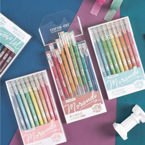 9 Pcs/Set Morandi Gel Pens Set Signature Pens Simple Morandi Color Student Gel Pen Multi Color Gel Ink Pens Vintage Marker School Office Supplies Stationery Gift Office School