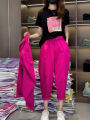 Pure Color Fashionable All-Match Stretch Dragon Fruit Harem Pants Summer Women's Clothing New Loose Slim Looking Elastic Waist Casual Pants. 