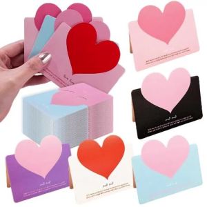 10-40PCS Mixed Color LOVE Heart Shape Greeting Card Valentines Day Gift Wedding Invitations Card Romantic Message Card