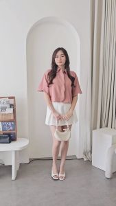 Sooin Top Atasan Kemeja Tangan Pendek Wanita Orecca