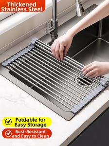 TAOSHI | Foldable Silicone Drain Rack Stainless Steel