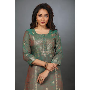 Sonali Womens Green Shading Gold Print Soft Cool Kurtis/Baju Jippa Top/Mix and Match Wear/Indian Traditional Wear Top/Plus Size Kutis Q1706A