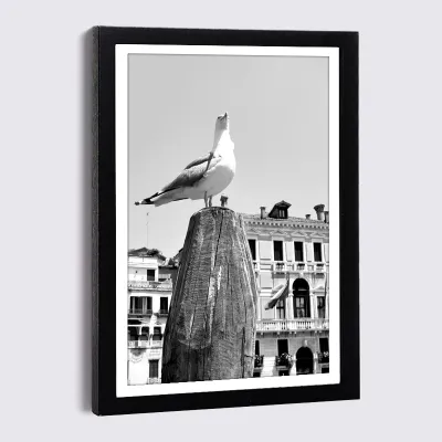 A4 6 7 8inch Photo Frame With Canvas Painting Black And White Beach Mushroom Boat Bird Flowers Wall Art Combination Photo Frame