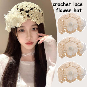 หมวกกลวงหมวกไหมพรมถักด้วยมือหมวกแพ็คผ้าทอมือระบายอากาศได้ดีลาย Skullies ถักปักดอกไม้ผ้านุ่มหมวกโครเชต์หวาน