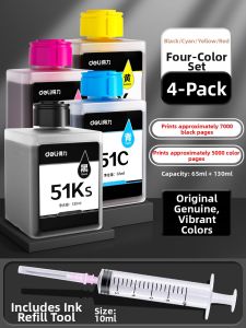 deli | Multifunctional Compatible Ink for Epson Canon HP Printers 4 Colors