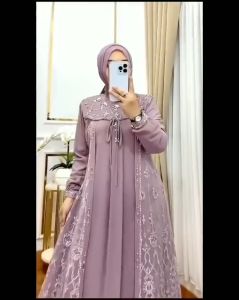 Baju Gamis Wanita Dewasa Nadhira Maxi Bahan Ceruty Babydoll Mix Brukat Apk Mutiara Dress Kondangan Mewah Elegan Jumbo M L XL XXL 3XL Outfit Remaja Kekinian Viral