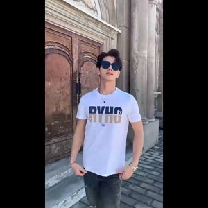 T Shirts for Men Crew Neck Cotton Plus Size T-shirt Short Sleeve Casual Loose Simple Smiley Tshirt