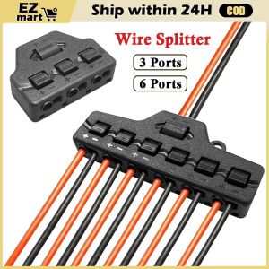【Fast Shipping】 Wire Line Splitter Quick Connect Low Voltage Wire Splitter Distribution Block For Lighting Led Strip Connection Terminal 1 In 6 Out Connector Terminal Splitter