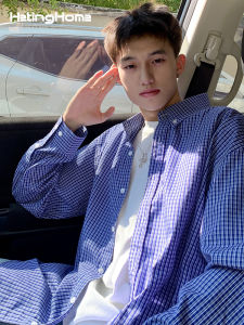 HetingHOME | เสื้อเชิ้ตลายสก็อตแขนยาวหลวมๆ ทรงอเมริกันสำหรับคู่รัก Hetinghome ฤดูใบไม้ร่วง แฟชั่นผู้ชาย เสื้อเชิ้ตคอกลม