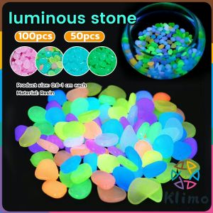 KLIMO Luminous Pebbles Stones Glow In the Dark Stone For Aquarium Fish Tank Garden Lawn Decoration 40-50/90-100pcs