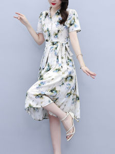 DAIXIANGFEIZI | Summer Popular Large Size Petite Short Sleeve Waist Defining Mid-Length Dress