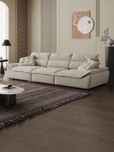 Minimalist Modern Cats Paw Cloth Sofa Super Deep Sitting Wide Cream Silent Wind Cats Paw Leather Adjustable Backrest Sailing Sofa