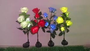 5 Heads Rose Lawn Lamp Solar Lights Outdoor Decorative Solar Garden Lights for Yard Patio Garden Wedding Decor Fairy Lights