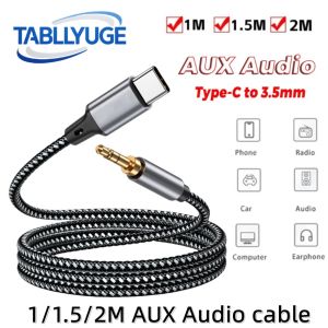 TABLLYUGE USB Type-C to 3.5mm Jack Aux Cable USB-C  Audio Adapter 1m/1.5m/2m for Phone Headphones Car Audio Connector Aux Cable
