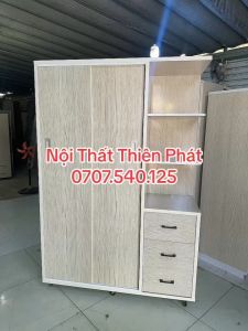 Tủ quần áo kèm kệ và hộc kéo ngoài cao 1m8x1m25 cửa lùa và cửa mở