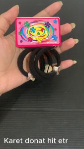 STIPA Set Ikat Rambut Card Isi 3 Pcs Donat Karet Hitam Warna Kuncir Kunciran Karet Elastic Hair Band Accessories Wanita Anak LZ