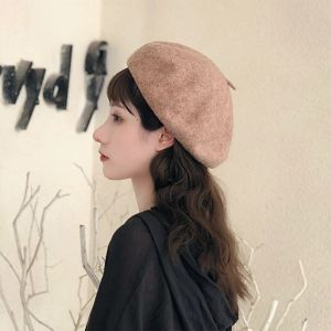 Mũ Len Họa Tiết Da Báo Beret Phong Cách Hàn Quốc Thời Trang Mùa Thu Đông Cho Nữ Mũ Họa Sĩ Mũ Tròn Không Viền