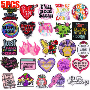 5PCS/lots Cartoon Colorful Letter Embroidered Patches Positive Language Letter Slogan Patch Iron On Patches Clothes Decoration