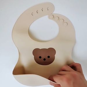 Yếm ăn dặm cho bé Dotoodot bằng Silicon có máng dễ dàng vệ sinh hoạ tiết dễ thương phong cách Hàn quốc