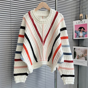 🧣เสื้อกันหนาวถักแฟชั่นมาใหม่2023 ❄️ลายสายรุ้ง🌈/ฤดูใบไม้ร่วง 💙สดใสน่ารักไม่ซํ้าใคร🎁