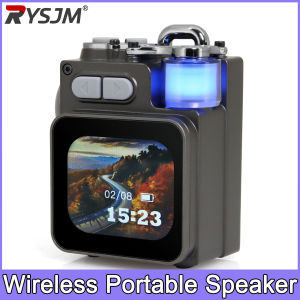 Wireless Portable Speaker Bluetooth-compatible Metal Mechanical Speaker With LED Display Screen RGB Desktop Subwoofer Support