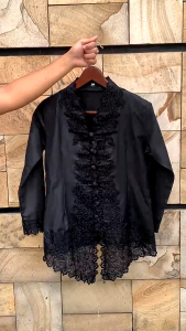 Kebaya Hitam Encim Katun Bordir 725 Ukuran S M L XL Jumbo