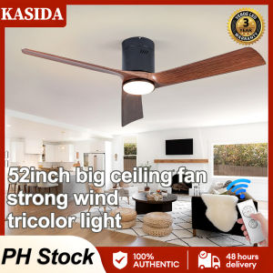 KASIDA NEW ceiling fan with light modern 52inch ceiling fan with led light tricolor diming ceiling lights with fan and remote control ceiling fan 5 blades big ceilings fan strong wind ceiling fan heavy duty for living room dinning bedroom