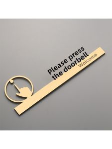 Acrylic Doorbell Instruction Sign Self Adhesive Panel Laser Cut Organic Glass Material Gold Painted Frosted Black for Business Use