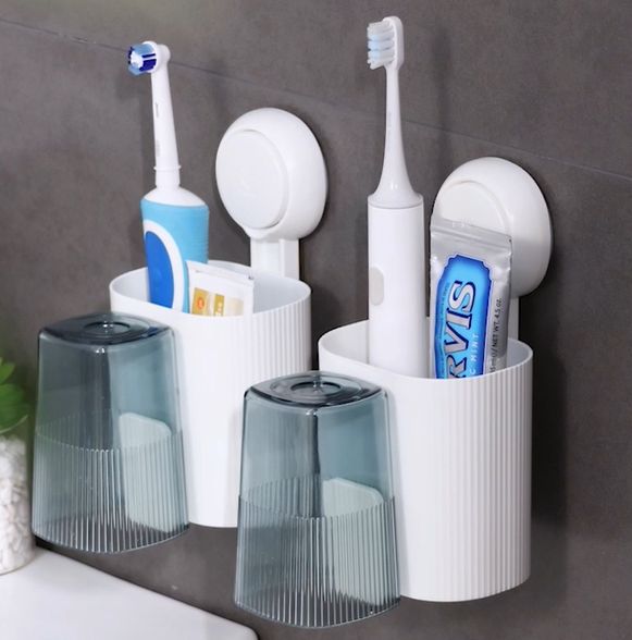 Egg Yolk Duck Toothbrush Holder - No Drill Self-Adhesive Bathroom Organizer (Yellow)