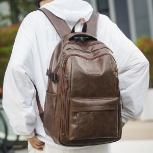 Versatile Commuter PU Soft Leather Travel Backpack Computer Bag for Students And Adults British Style No Brand Registered